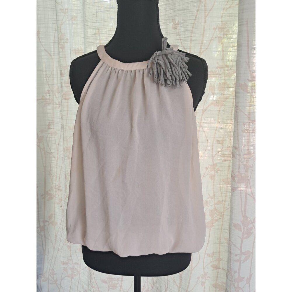 Zara Sheer Blouse with Fabric Flower Detail